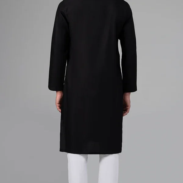 PREMIUM SELF DOBBY KURTA BLACK