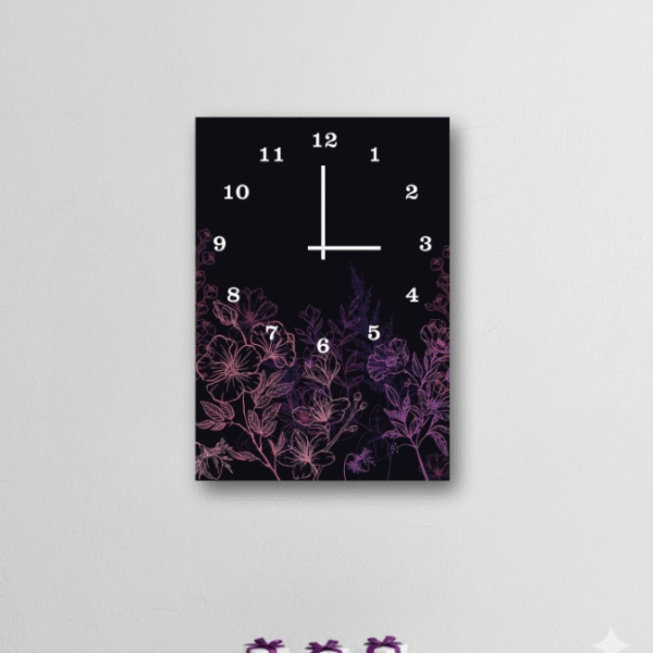 5830c4b0a555e5f8dff282bcffc30fb3.png Elegant Floral Digital Printed Wooden Wall Clock – 12x16 Inches Decorative Hanging Clock (Battery Not Included)