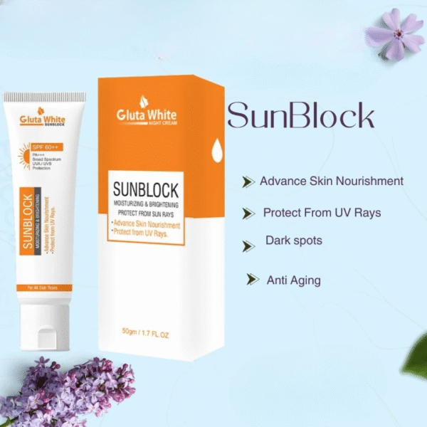 Gluta White Sunblock – Whitening & UV Protection Sunscreen For All Skin Types - Image 2