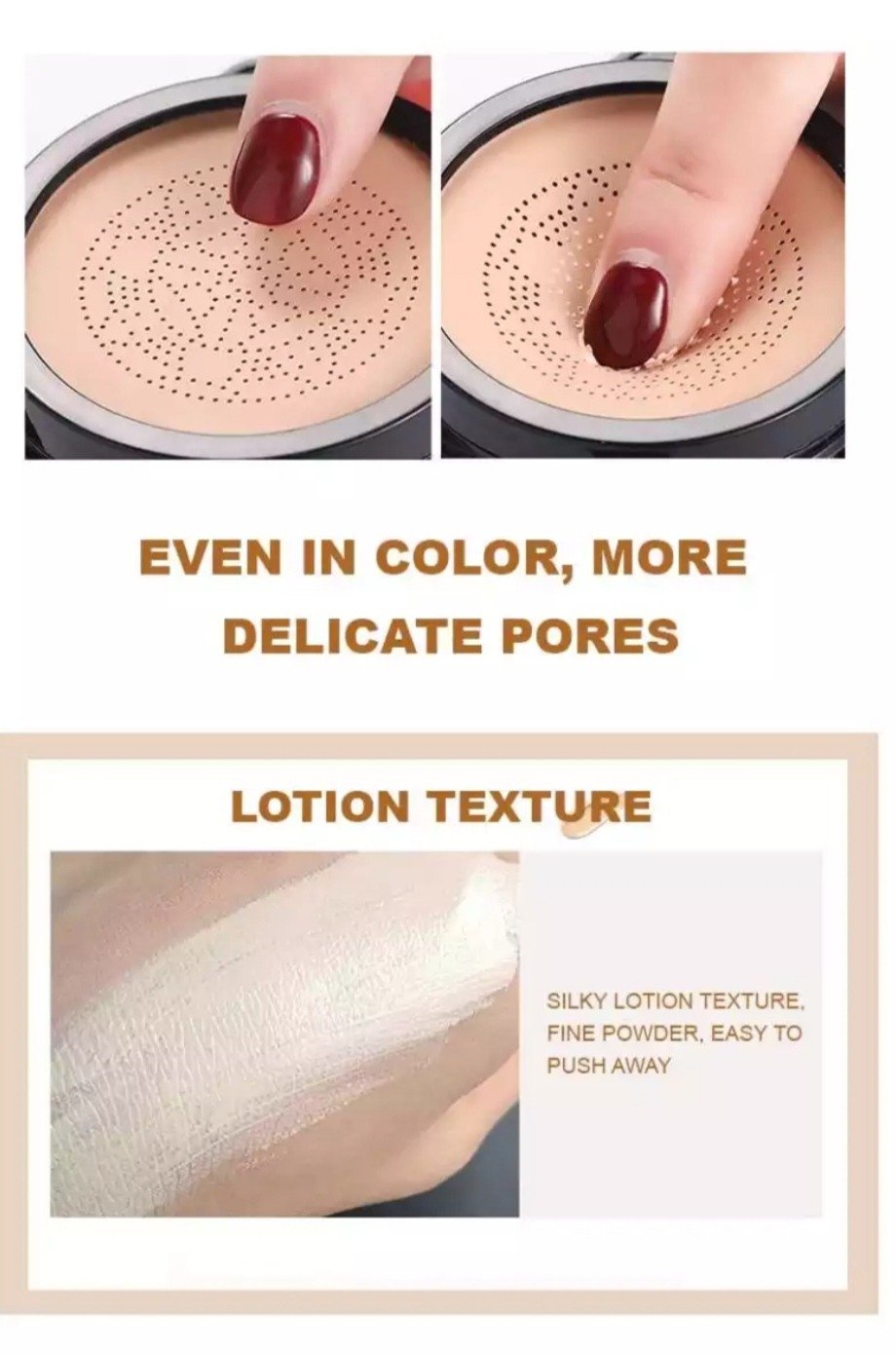 SUNISA Waterproof Mushroom Head Air Cushion Foundation – BB & CC Cream With Moisturizing Liquid Base And Sponge Applicator - Image 4