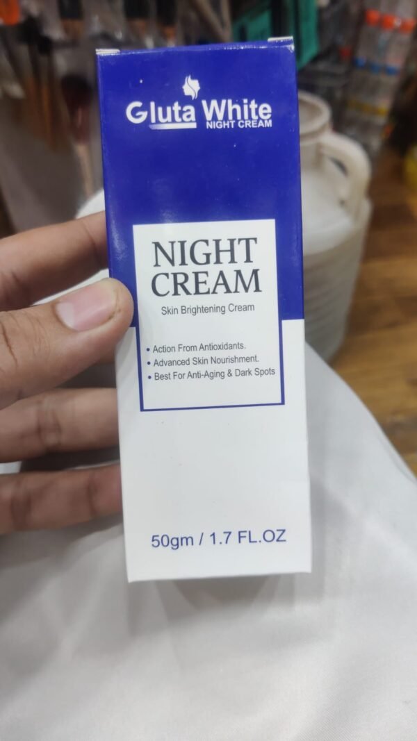 Gluta White Night Cream – Advanced Skin Brightening, Nourishing & Anti-Aging Formula (50ml) - Image 4