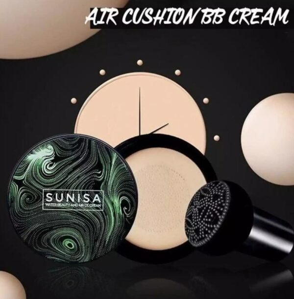 SUNISA Waterproof Mushroom Head Air Cushion Foundation – BB & CC Cream With Moisturizing Liquid Base And Sponge Applicator - Image 2