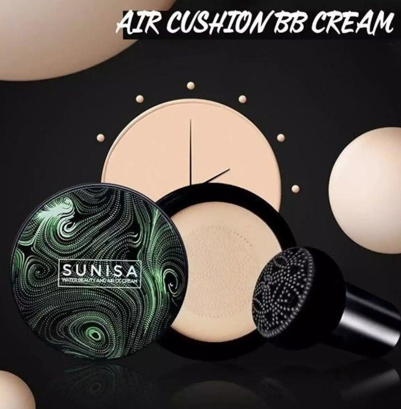 SUNISA Waterproof Mushroom Head Air Cushion Foundation – BB & CC Cream With Moisturizing Liquid Base And Sponge Applicator - Image 2