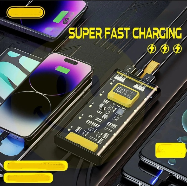 Transparent Power Bank With LED Light | Fast Charging Portable Power Bank With Dual USB Output And Smart Display